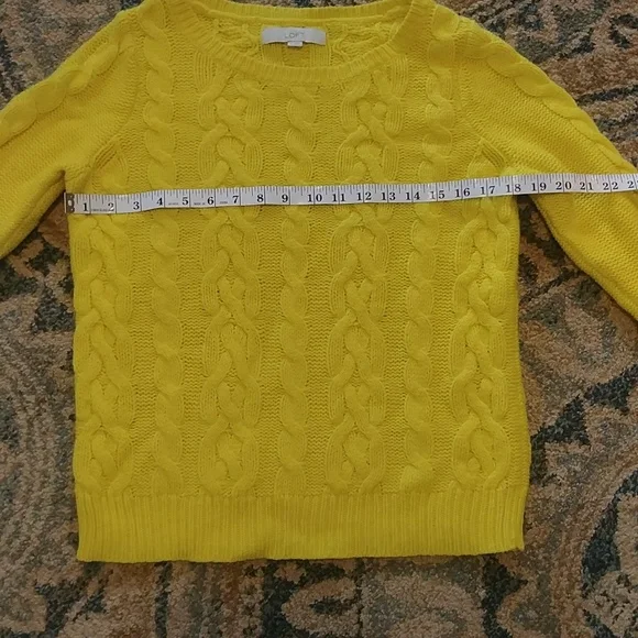 LOFT CABLE KNIT YELLOW SWEATER - Picture 7 of 8